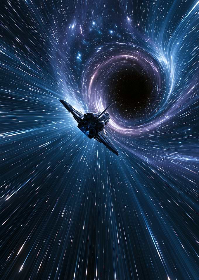 Space Shuttle Entering a Wormhole