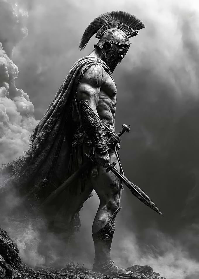Spartan Warrior in Battle Stance