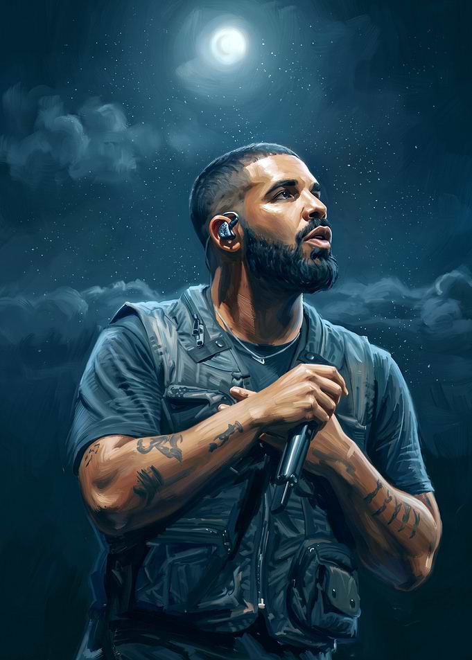 Drake Performing Under Moonlight