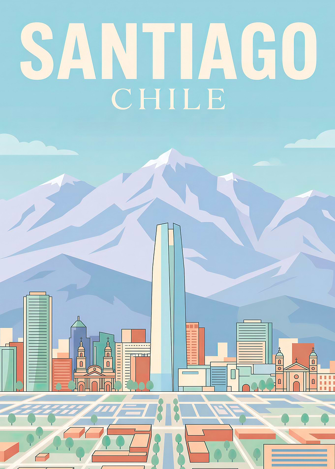 Santiago Chile Travel Poster