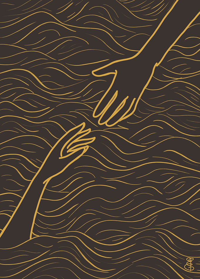 Suspended Moment – ​​Between Two Waters | Line Art