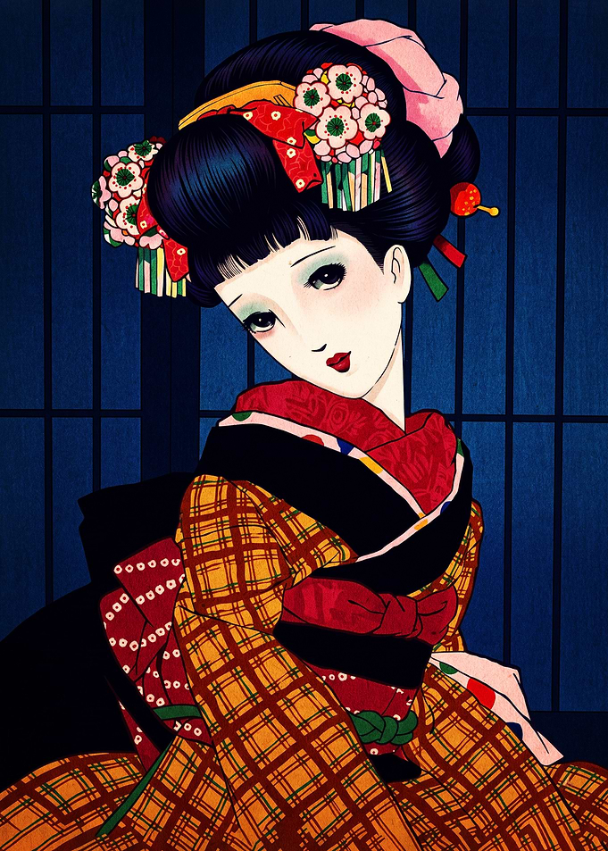 Elegant Geisha in Traditional Kimono