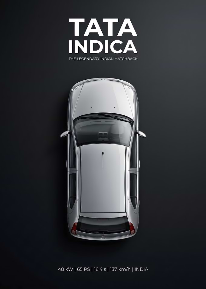 Tata Indica Minimalist Car Poster