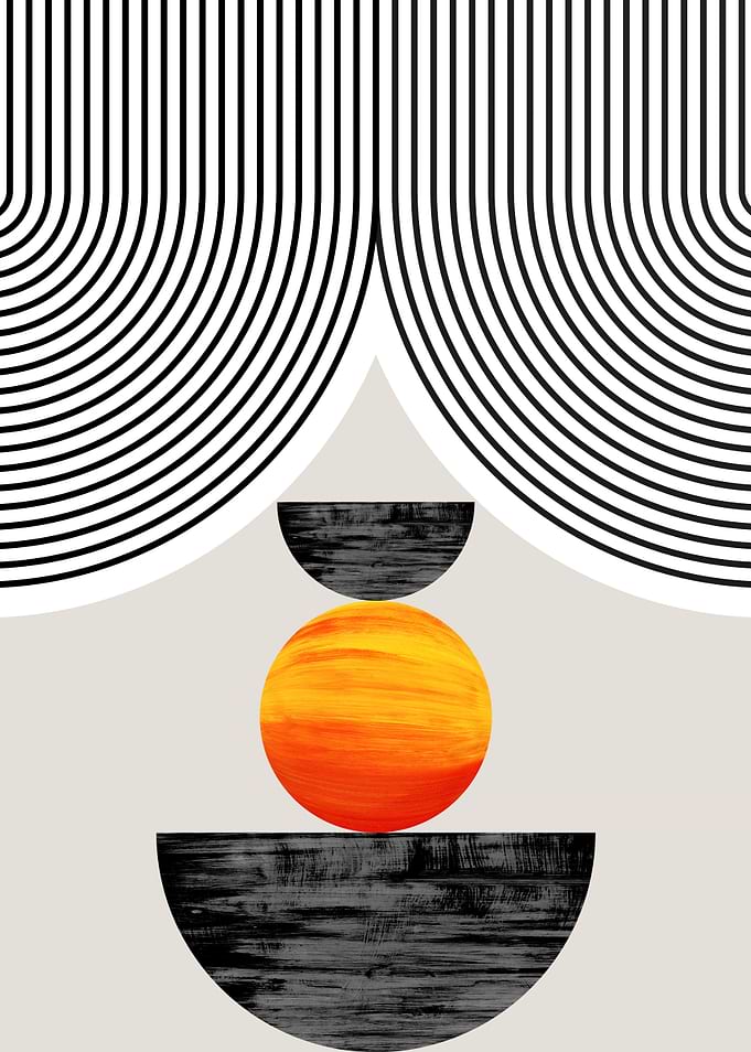 Minimalist Abstract Geometric Sun Art