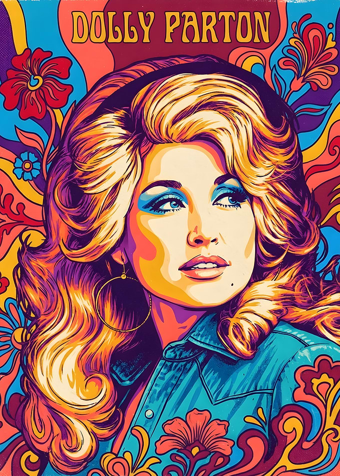 Dolly Parton Psychedelic Pop Art Portrait