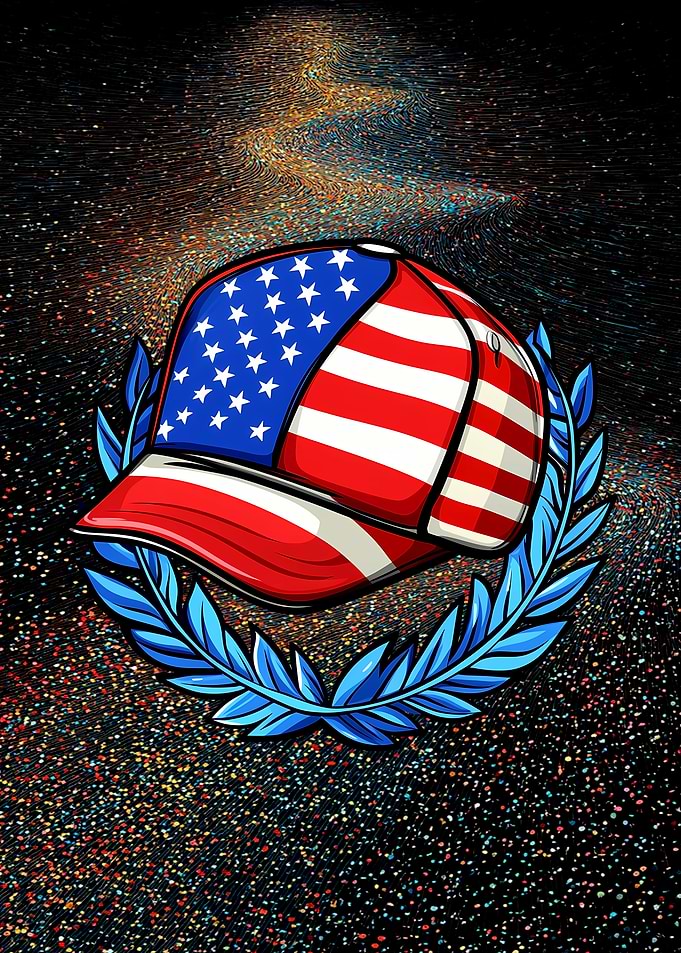 American Flag Baseball Cap Illustration