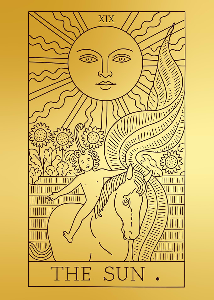 XIX The Sun Tarot Card - Golden Luxury Edition