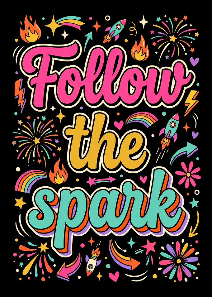 Follow the Spark Retro Typography Poster