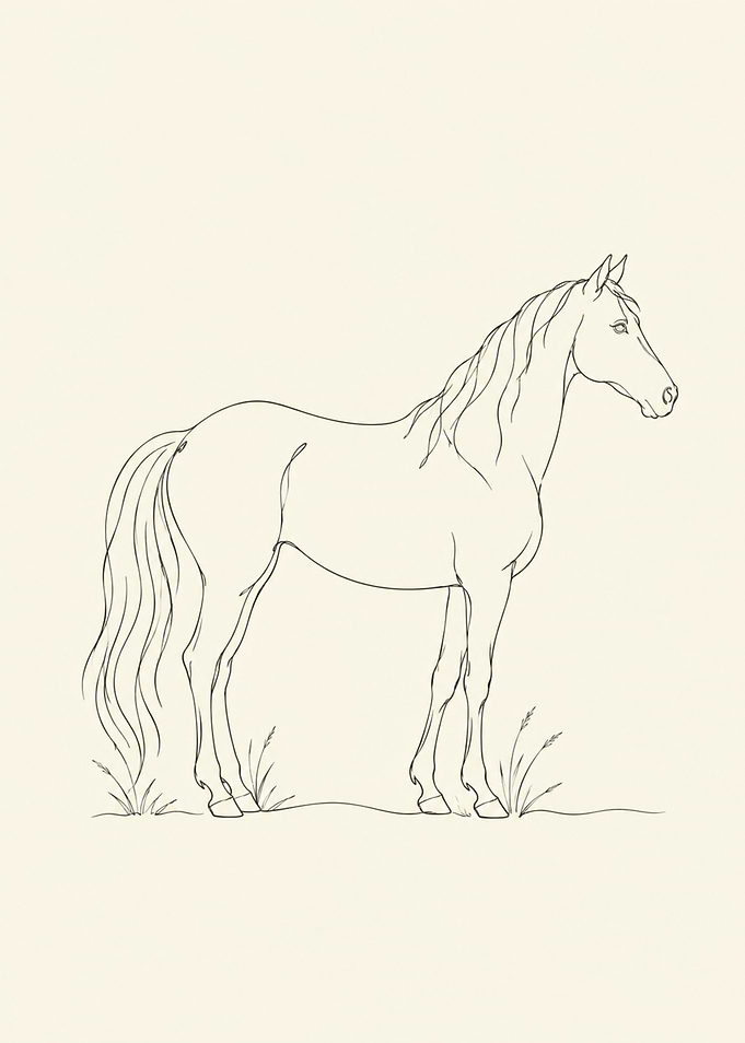 Minimalist Line Art Horse Drawing