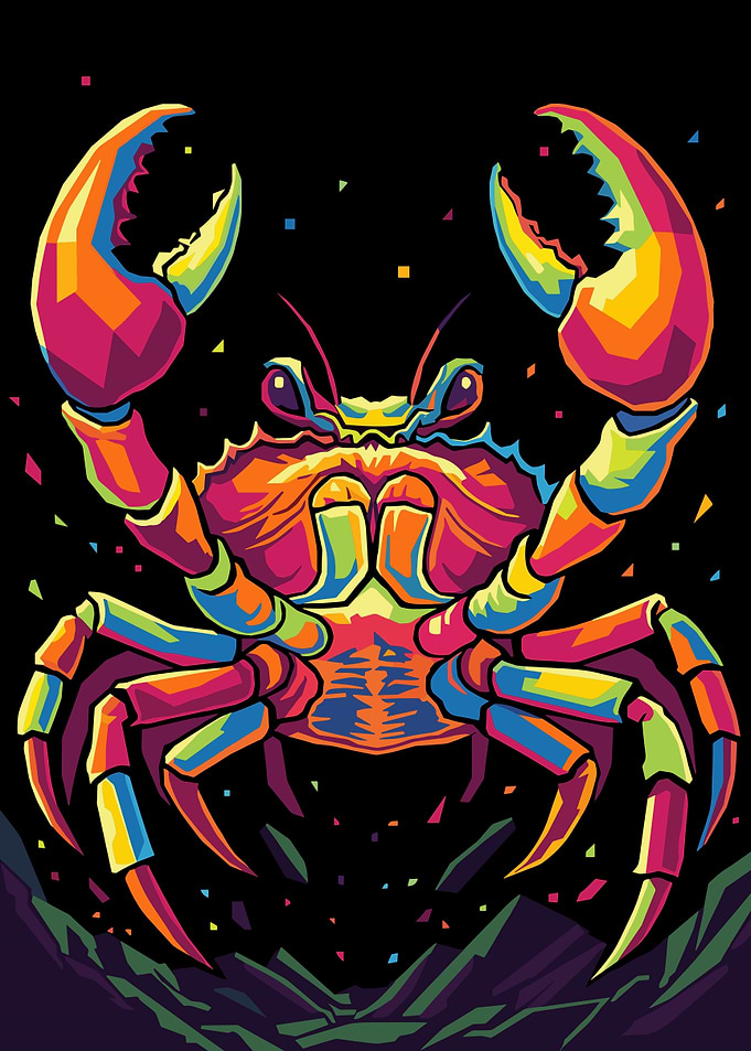 Colorful Pop Art Crab Illustration