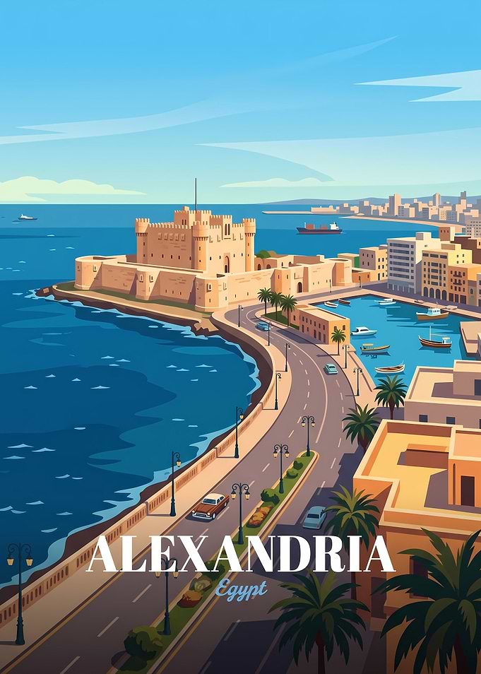 Alexandria Egypt Travel Poster