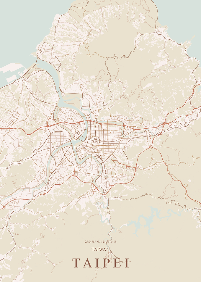 Minimalist Map of Taipei Taiwan