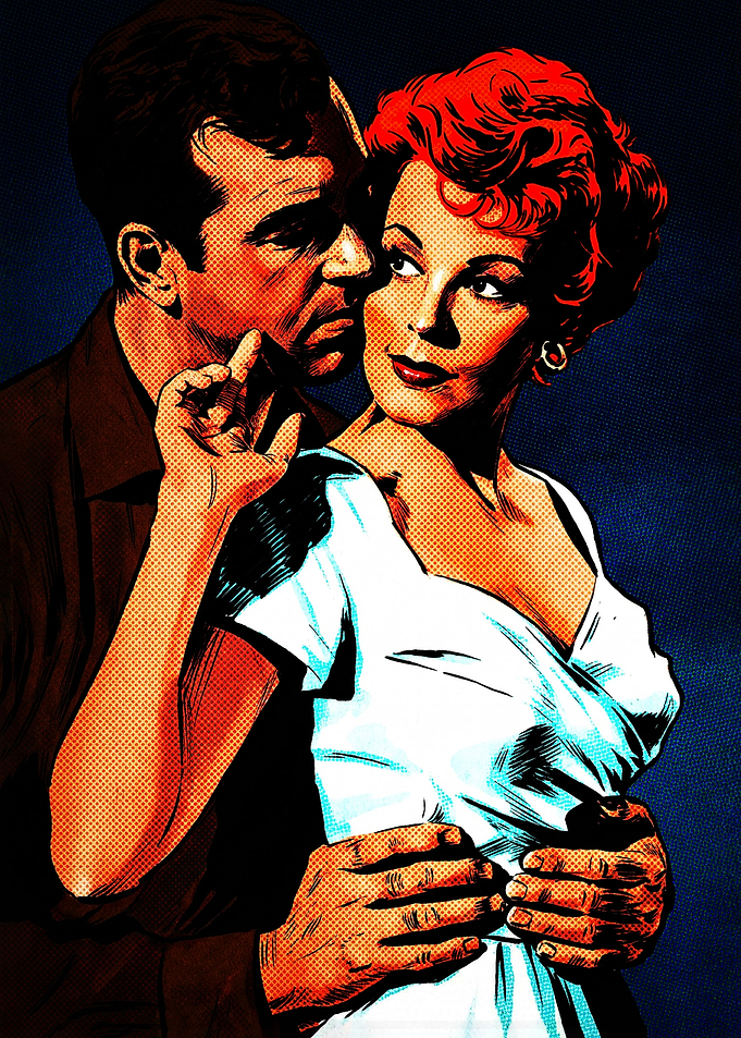 Vintage Comic Style Romantic Couple