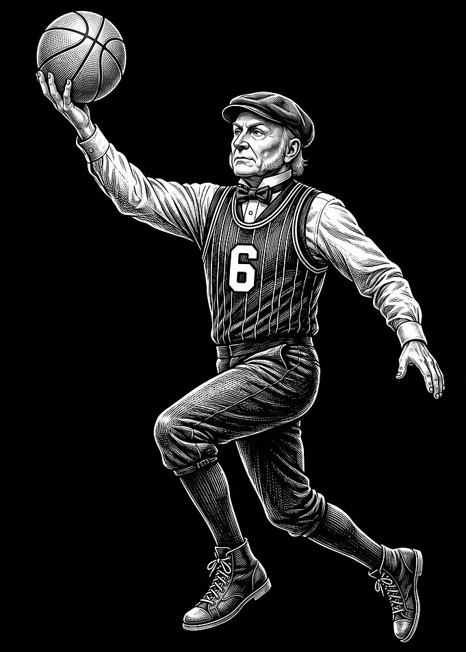 John Quincy Adams Basketball Player Illustration