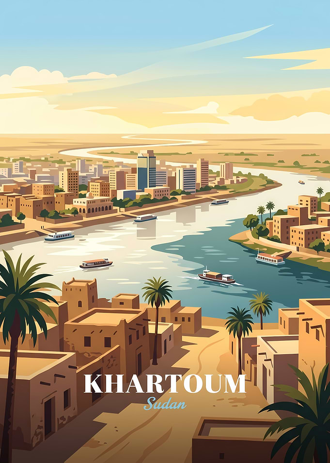 Khartoum Sudan Travel Poster