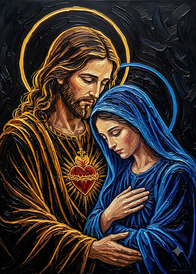 Jesus and Mary Sacred Heart Painting