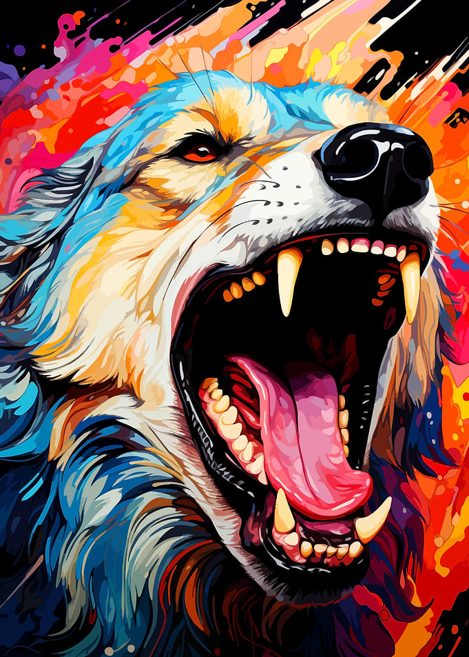 Vibrant Abstract Wolf Portrait