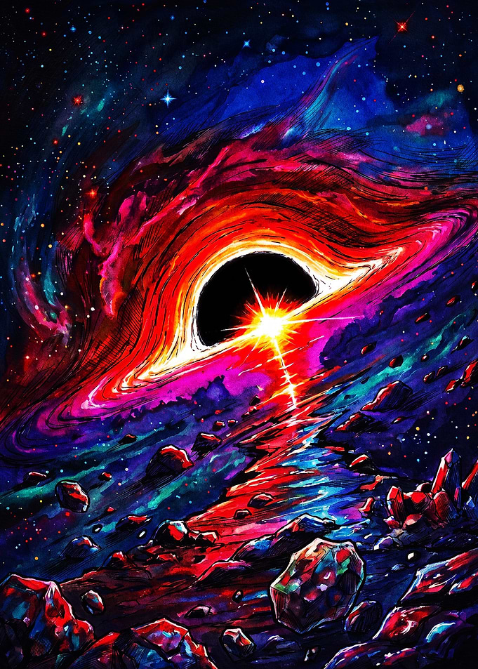 Vibrant Cosmic Black Hole Art