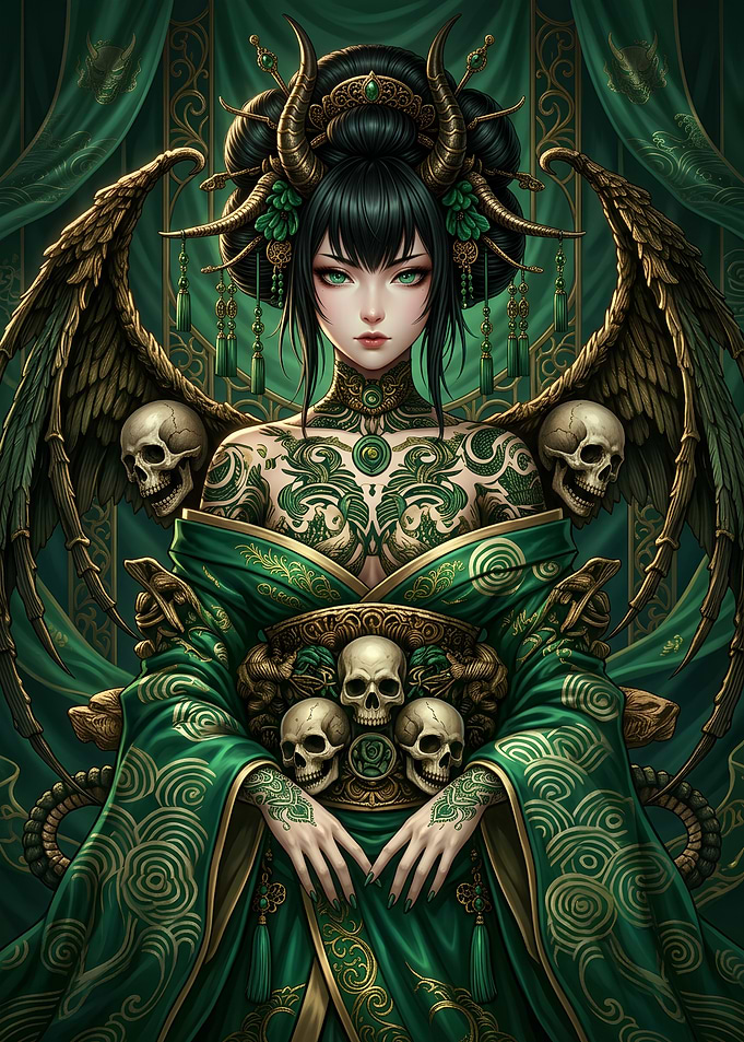 Dark Fantasy Green Demon Empress