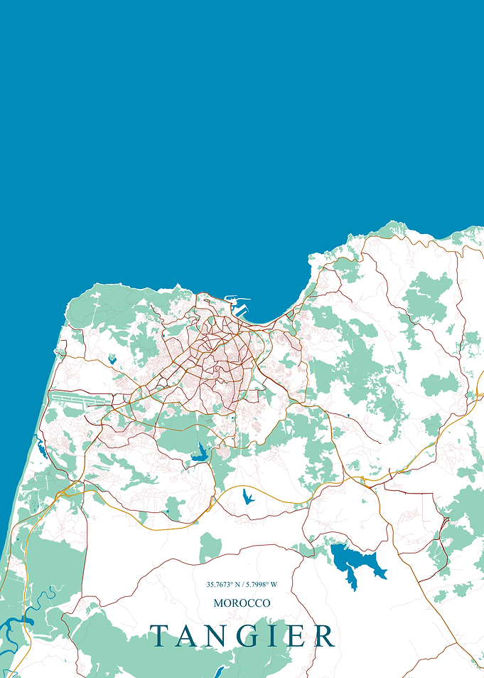 Minimalist Map of Tangier, Morocco