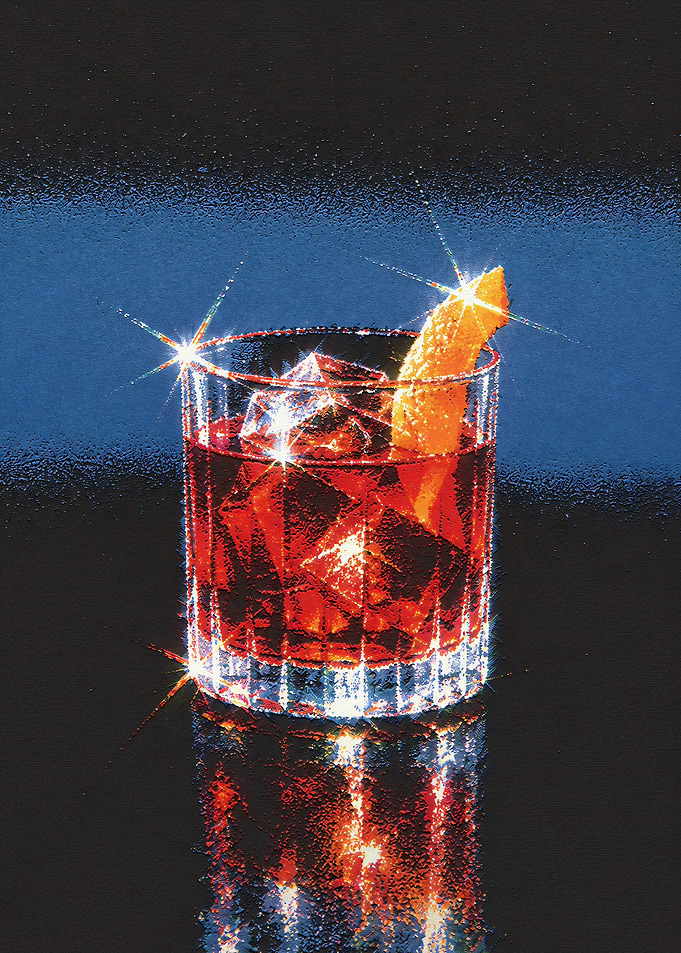 Sparkling Negroni Cocktail Illustration
