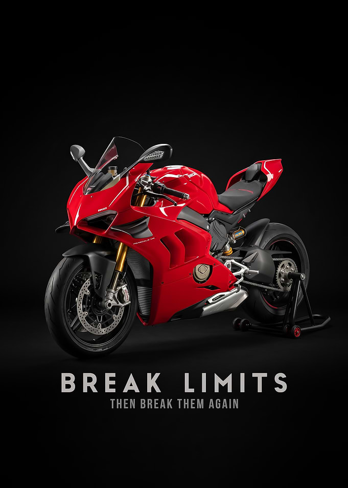 sleek black backgound Ducati Panigale V4 poster