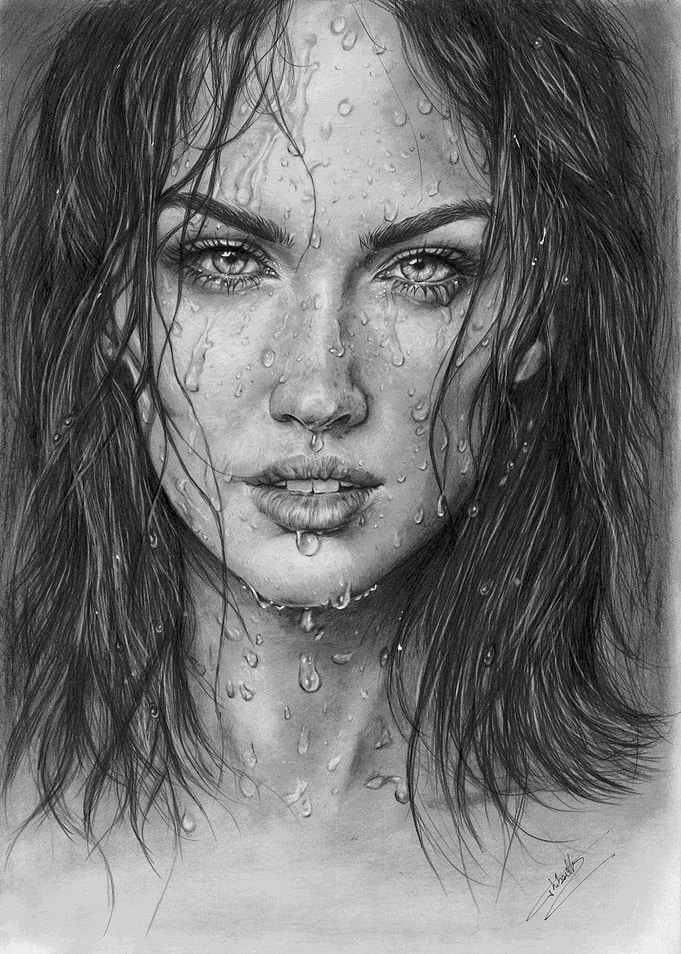 Hyper-realistic Pencil Portrait of Megan Fox