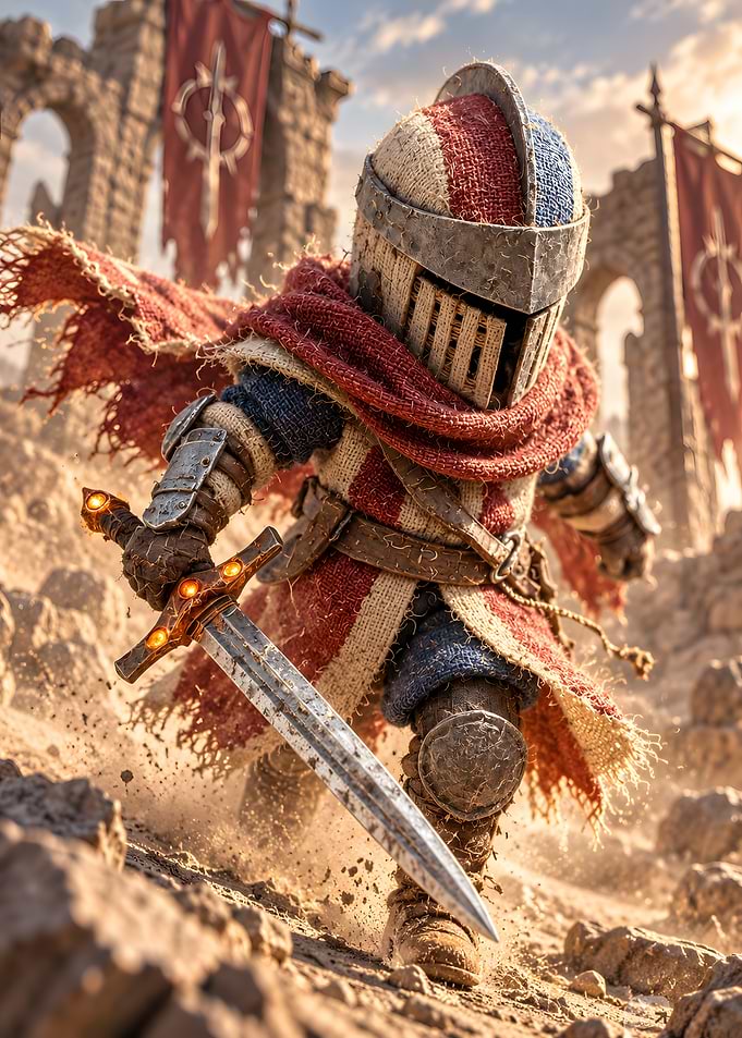 Chibi Knight with Glowing Sword