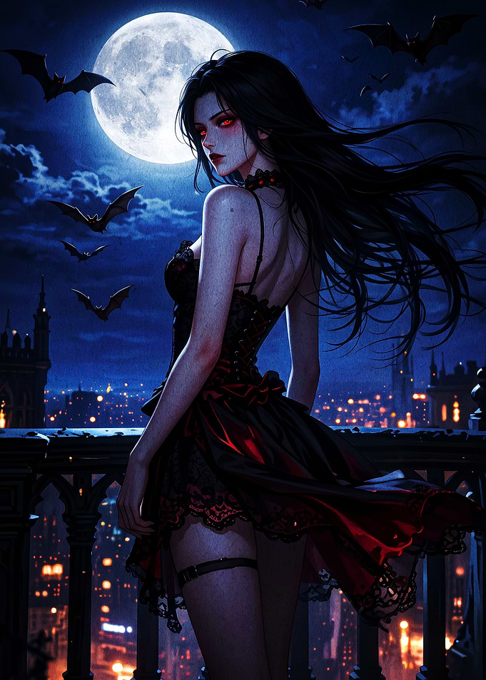 Vampire Queen Under Full Moon