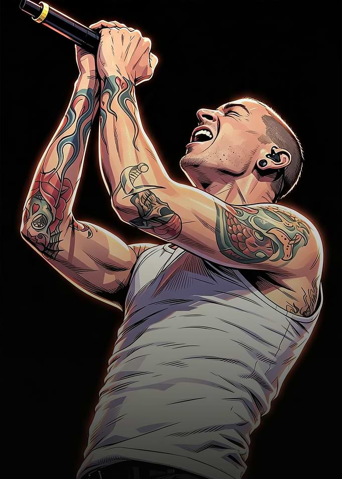Chester Bennington Singing Illustration
