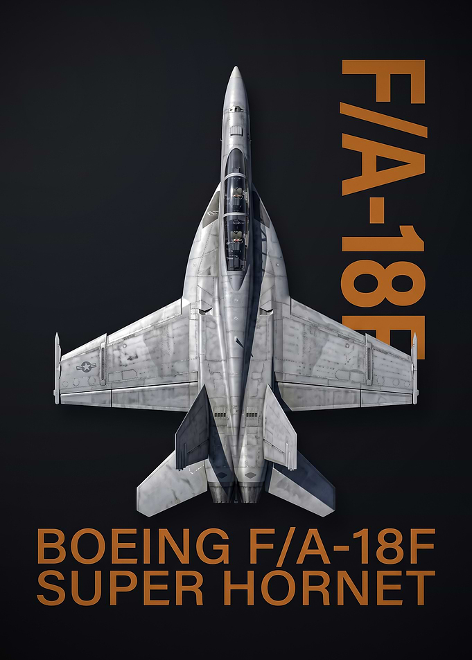 dark background top view Boeing FA 18F Super Hornet Poster
