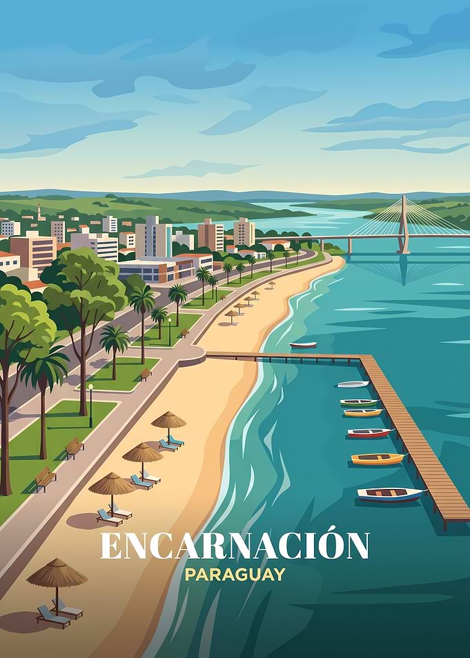 Encarnación Paraguay Travel Poster