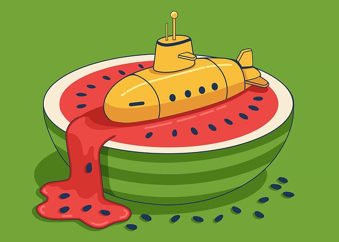 Yellow Submarine in a Watermelon