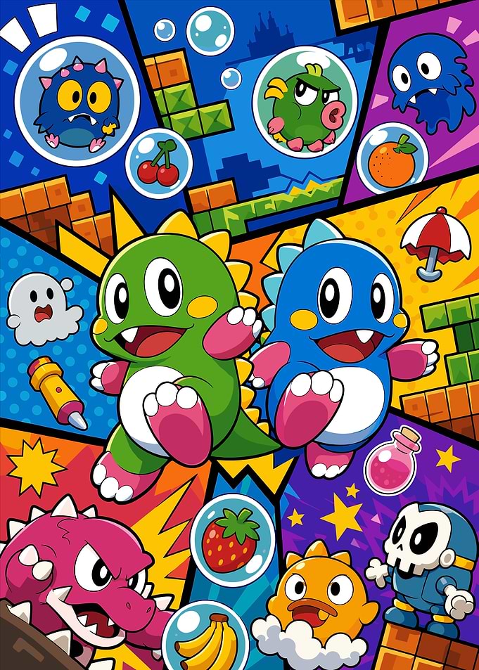 Bubble Bobble Retro Gaming Art