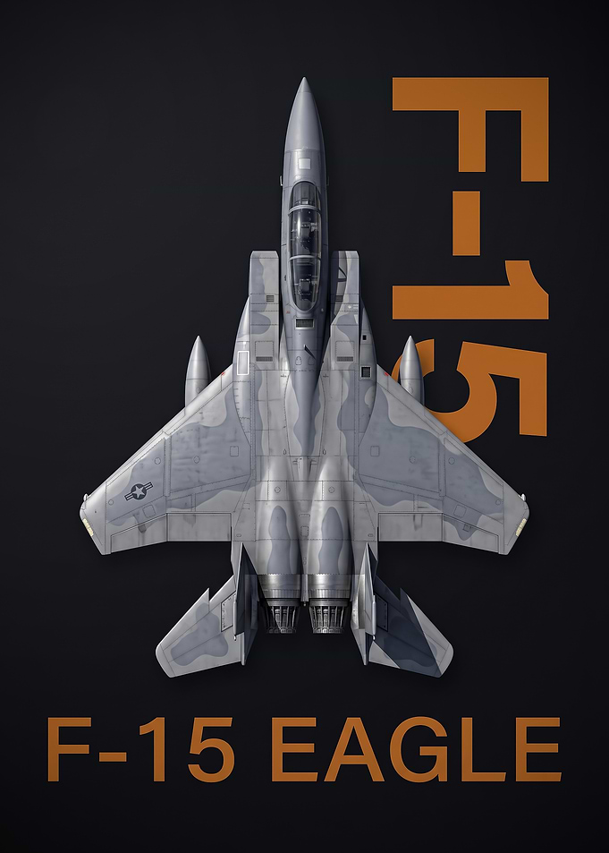 dark background top view F15 Eagle Fighter Jet Poster