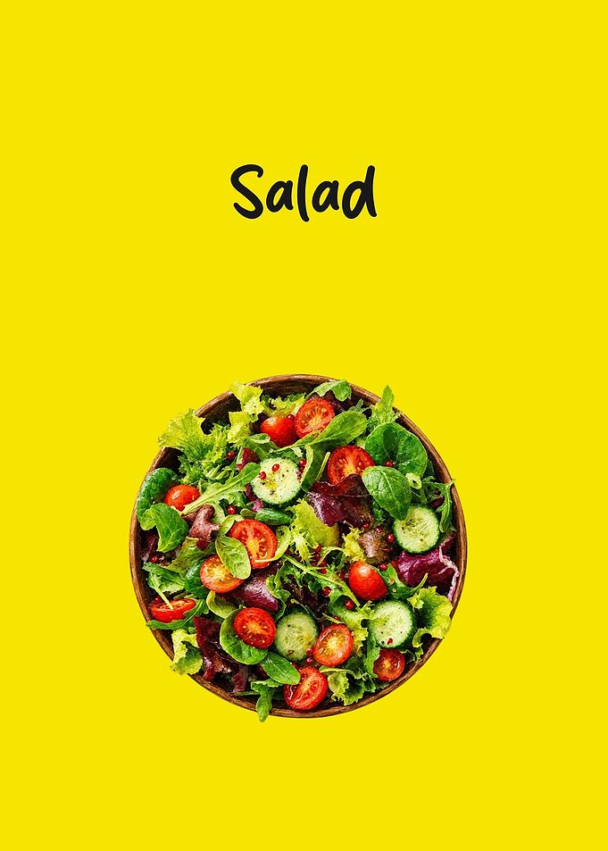 Fresh Salad Bowl on Yellow Background