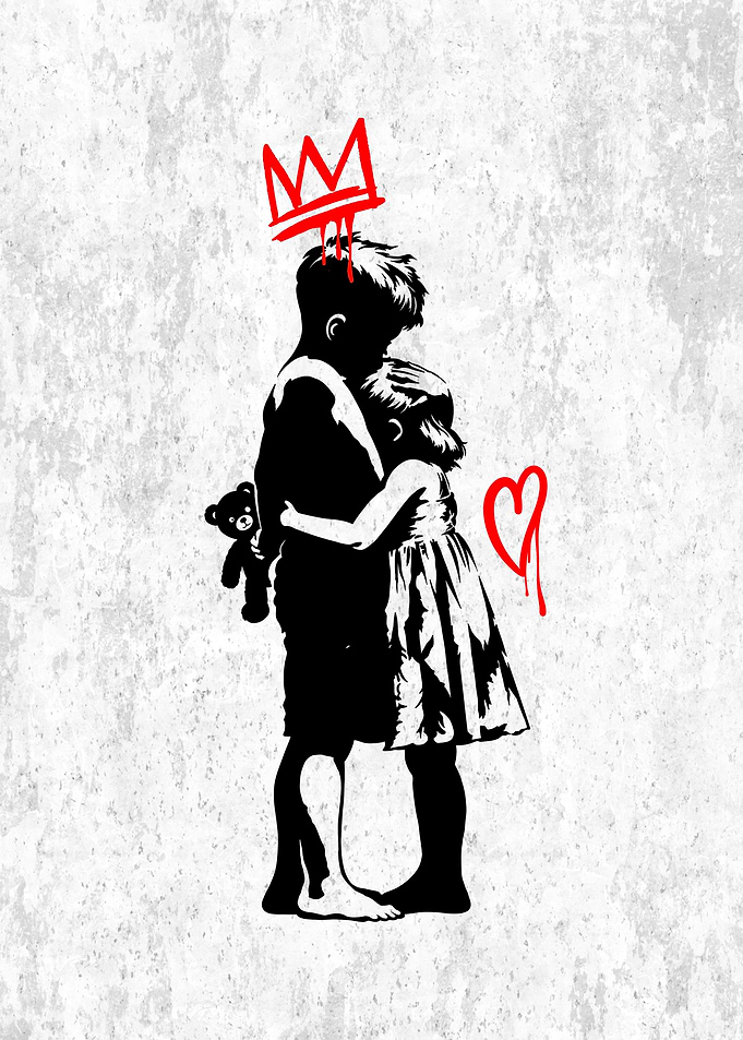 Hugging Children Graffiti Art