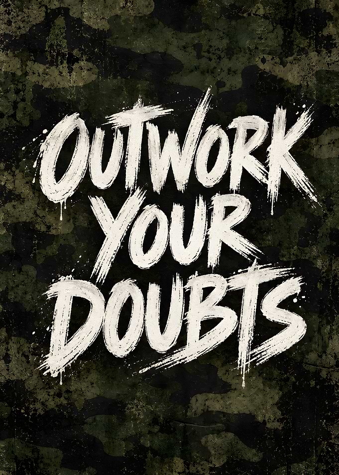 Outwork Your Doubts Camo Quote Art