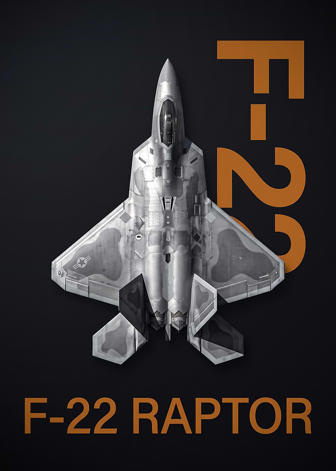 dark background top view F22 Raptor Fighter Jet Poster