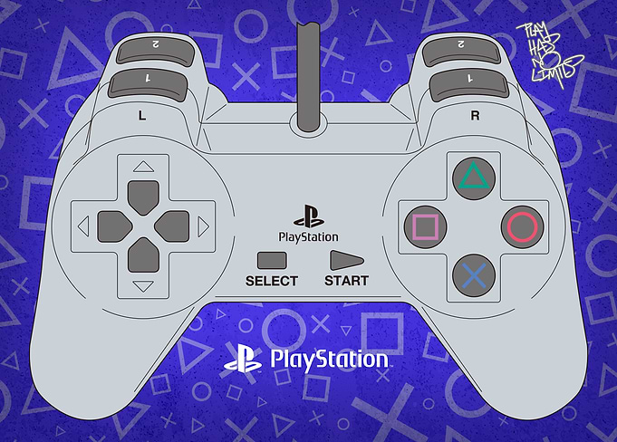 PlayStation - Controller Blueprint on Electric Purple