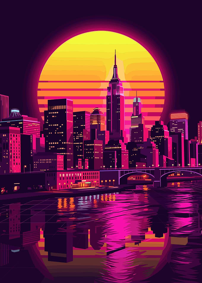 Synthwave New York City Skyline