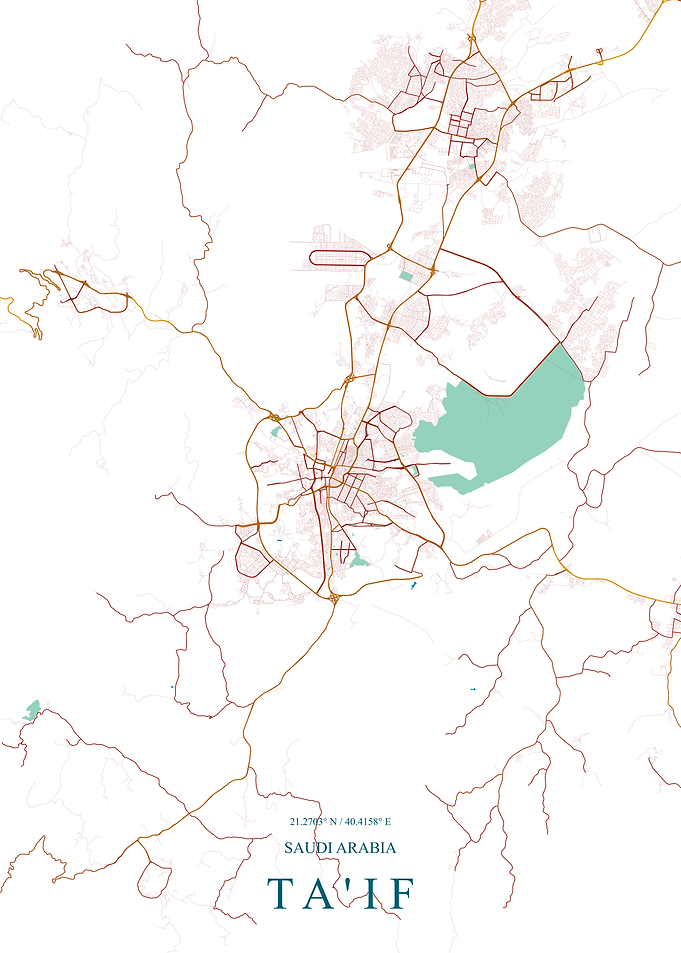 Minimalist Map of Ta'if Saudi Arabia