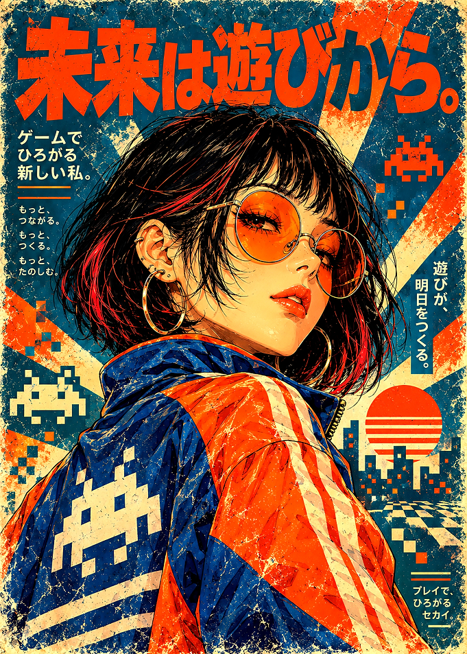 Retro Gaming Inspired Anime Poster