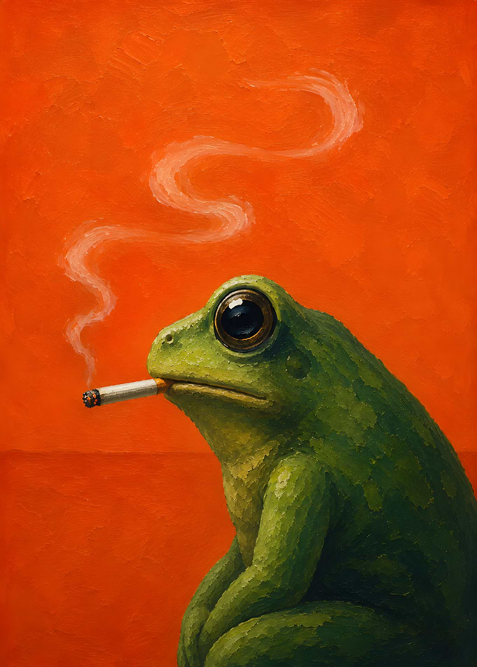 Smoking Frog Oil Painting