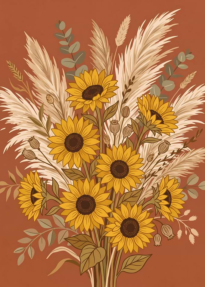 Boho Sunflower and Pampas Grass Bouquet