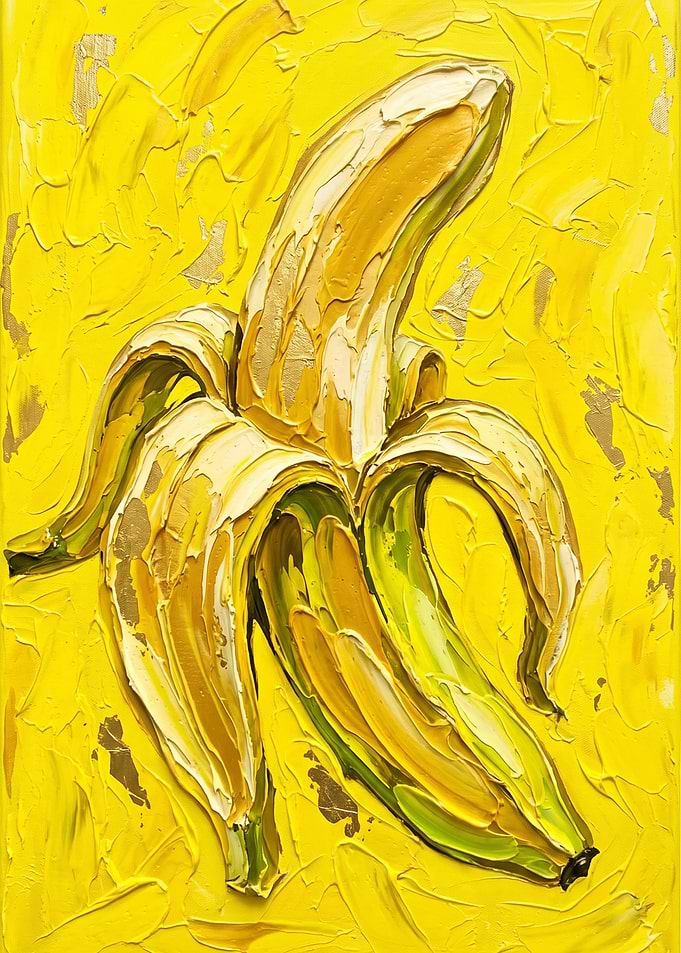 Yellow Banana Impasto Art