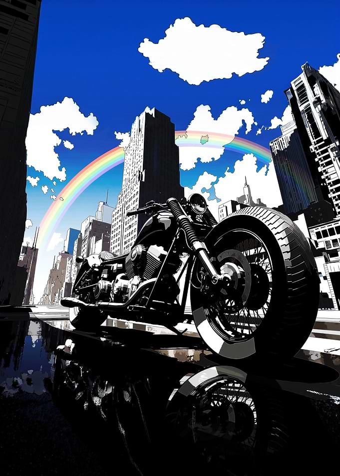 Urban Rainbow Rider – Black Cruiser Motorcycle