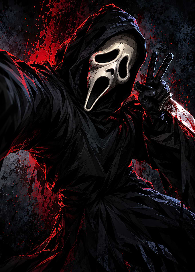 Ghostface Selfie with Bloody Knife