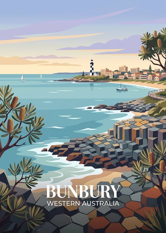 Bunbury Western Australia Travel Poster