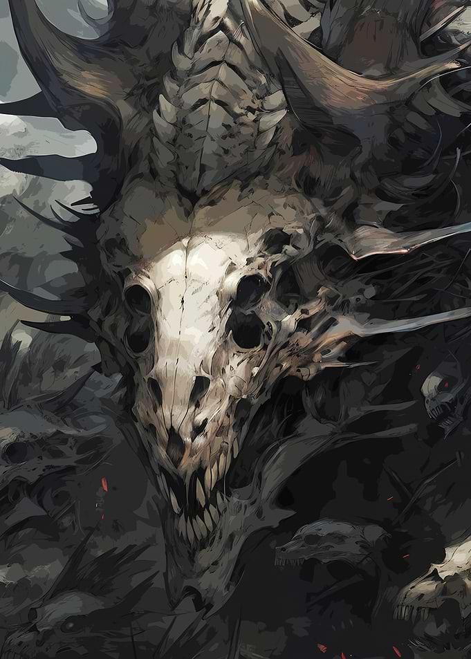 Dark Fantasy Skeletal Dragon Beast